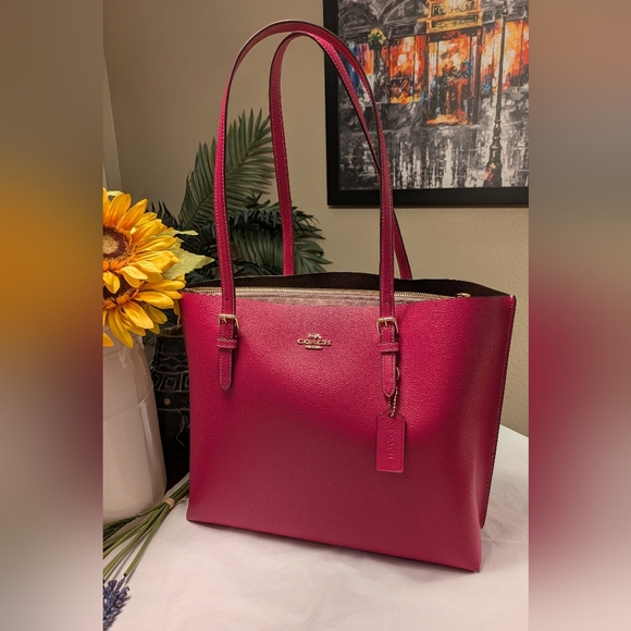 Coach Mollie Leather Tote and Accessory Set in CERISE PINK -NWT - Picture 8 of 13